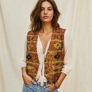 NWT Vintage 80s Sequin Southwestern Boho Western Vest Match Ups NAtco L